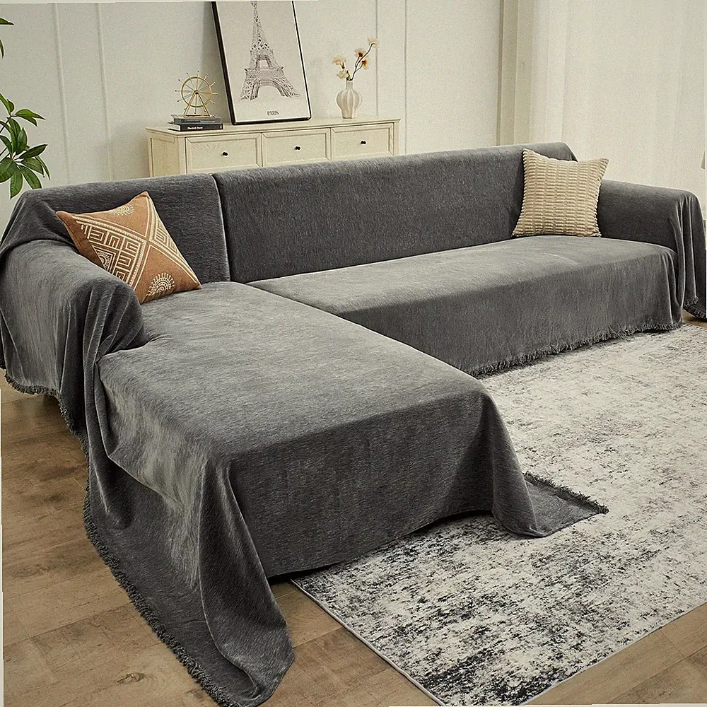 CAPALOCA Sectional Couch Covers Sofa Washable L Shaped Couch Cover XXL Chenille