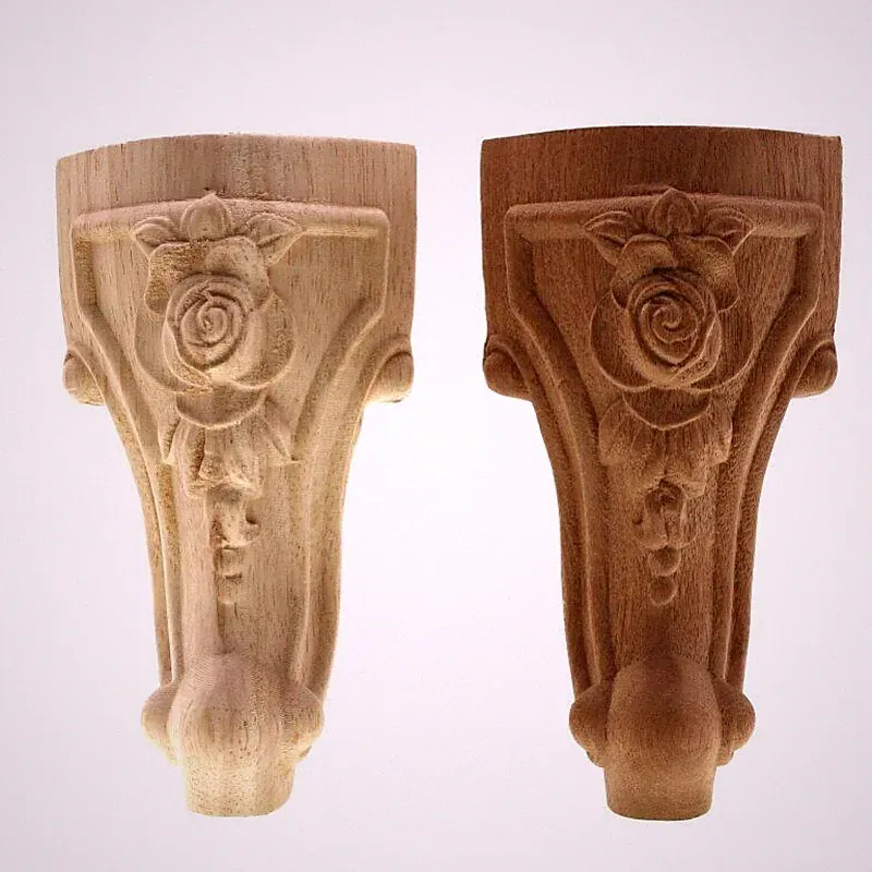 Carved Solid Wood Bed Sofa Tea Table Feet European Furniture Rose Feet Figurine