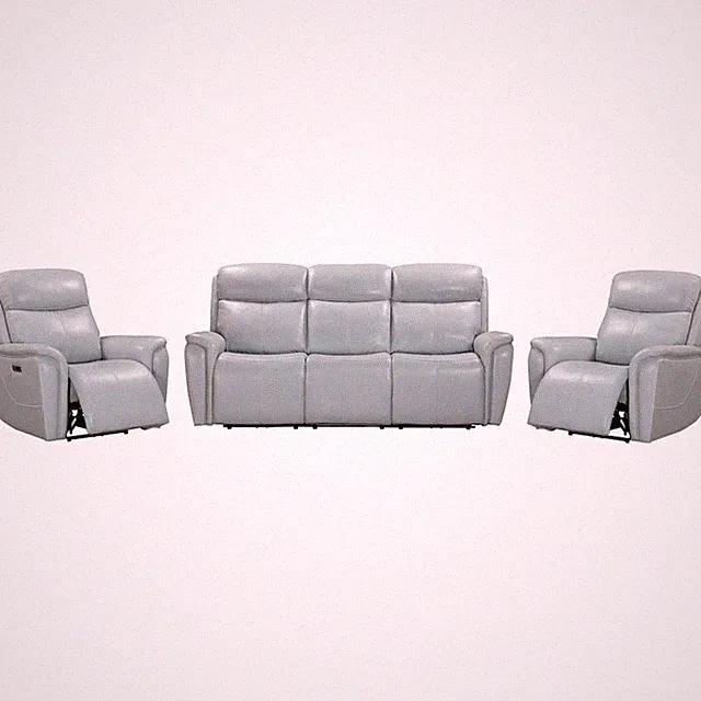 Cascade - Seamist Grey Power Reclining Sofa and Two Recliners