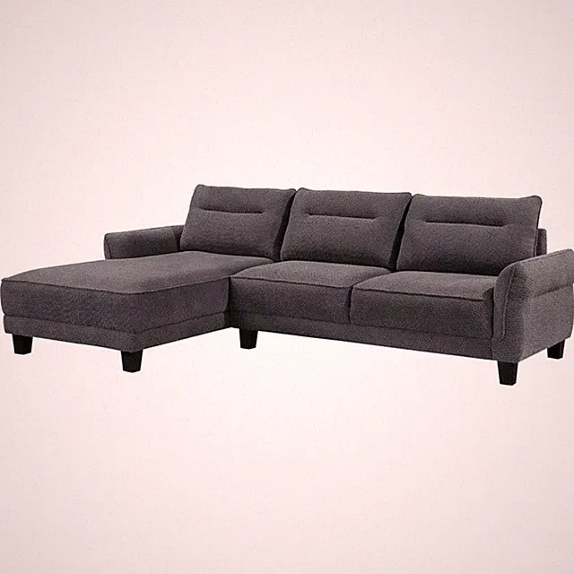 Caspian Upholstered Curved Arm Chaise Sectional Sofa Grey