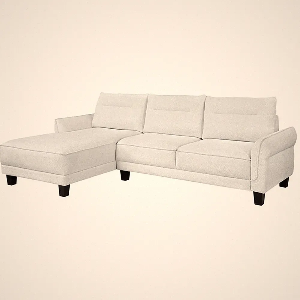 Caspian Upholstered Curved Arm Chaise Sectional Sofa White