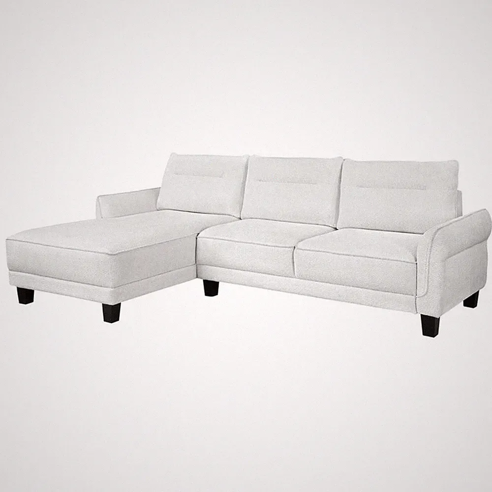 Caspian Upholstered Curved Arm Chaise Sectional Sofa White