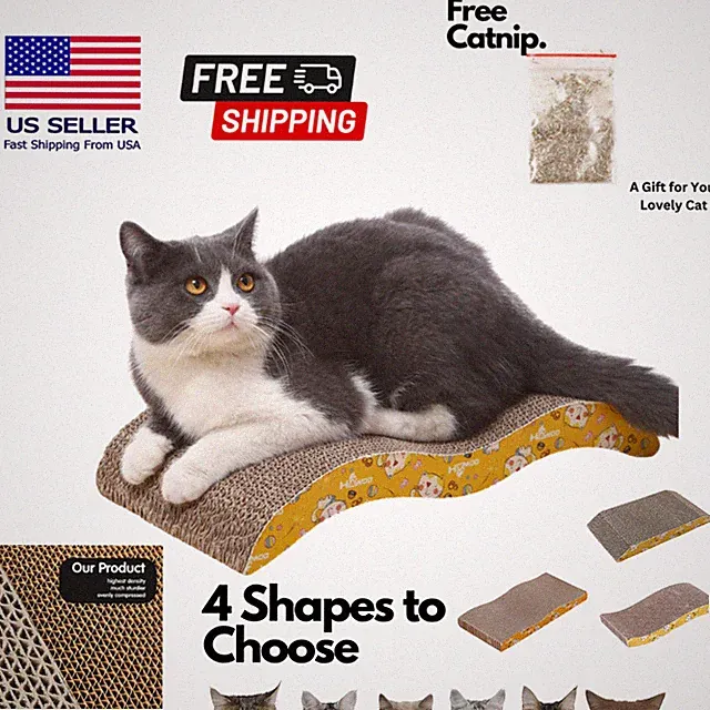 Cat Scratch Cardboard Catnip Scratching Pad Scratcher Lounge Sofa Bed Post