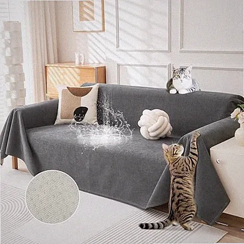 Cat-Scratch Resistant Couch Cover, Waterproof Sofa Cover 71" x 118" Dark Grey