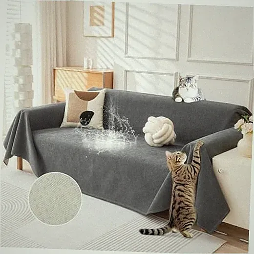 Cat-Scratch Resistant Couch Cover, Waterproof Sofa Cover 71" x 118" Dark Grey