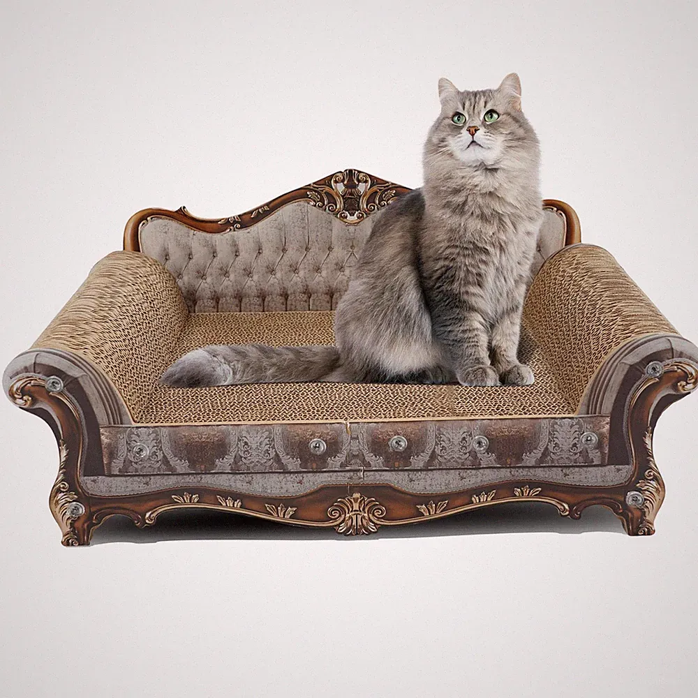 Cat Scratcher Couch 23"x12.2"x10.6" Thick Cardboard Lounge Bed for Indoor Cats