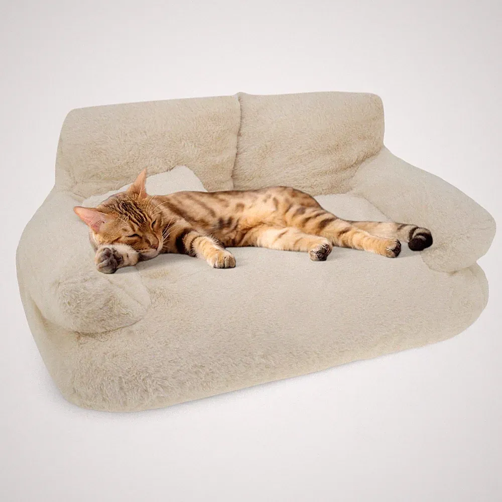 Cat Sofa, Pet Bed with Bolstered Edges, Extra Plush Sponge Padding, Cat Beds...
