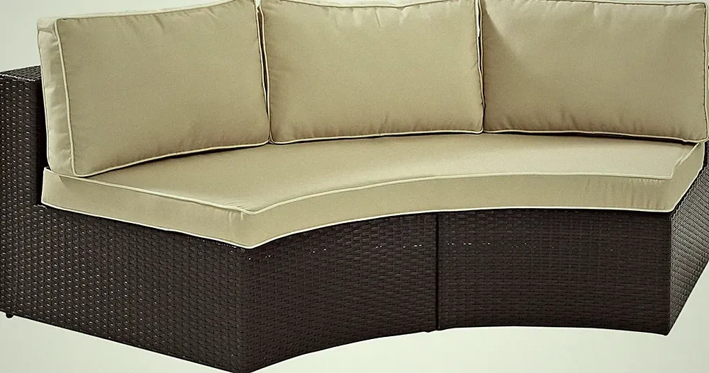 Catalina Outdoor Sectional Sofa, 3-Person Wicker Patio Couch for Deck, Backyard