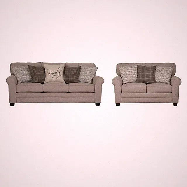 Catnapper Hardy Farmhouse Casual 2 Piece Sofa and Loveseat Set in Gray Fabric
