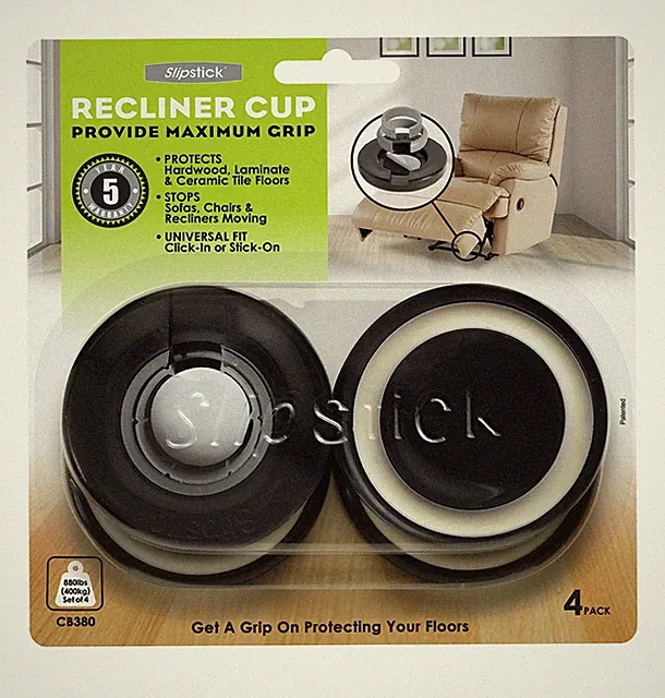 CB380 Recliner Gripper Feet Floor Protectors (Set of 4) Non Slip, Fits 1", 1-...