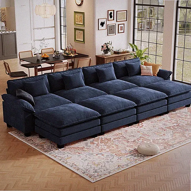 CDCASA 154" Modular Sectional Sofa, Comfy Cloud Couch with 4 Movable Ottomans, O