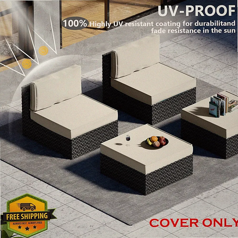 Cethytirko 9pc Waterproof Wicker Rattan Sectional Cushion Cover Set