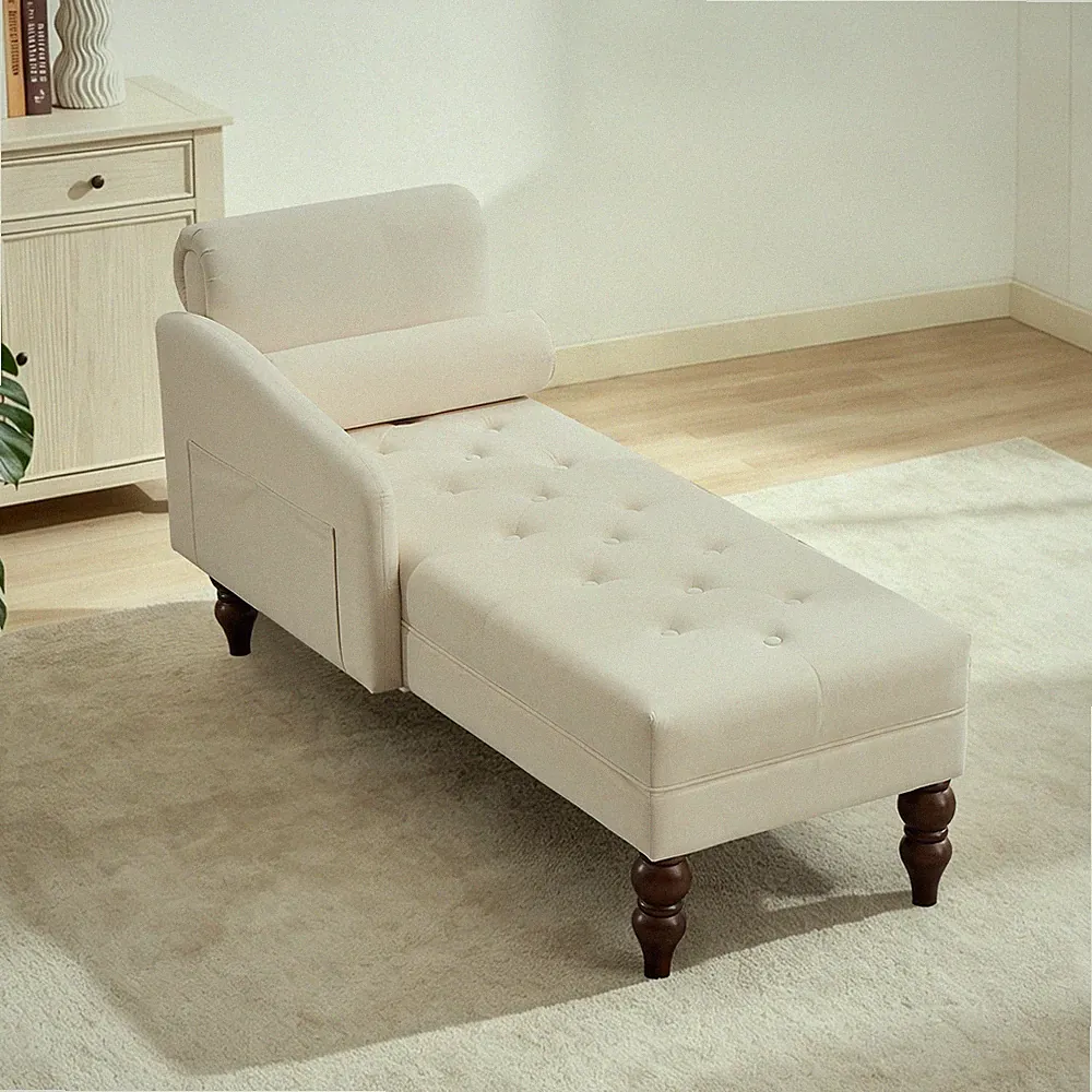 Chaise Lounge Chair Indoor Modern Couch Sofa Bed w/ Round Pillow for Living Room