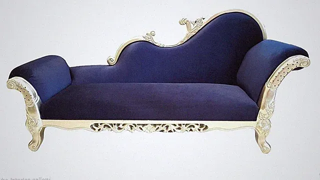 Chaise Lounge - Modern Chaise Sofa - Chaise Lounge Sofa - Josephine -Blue Velvet