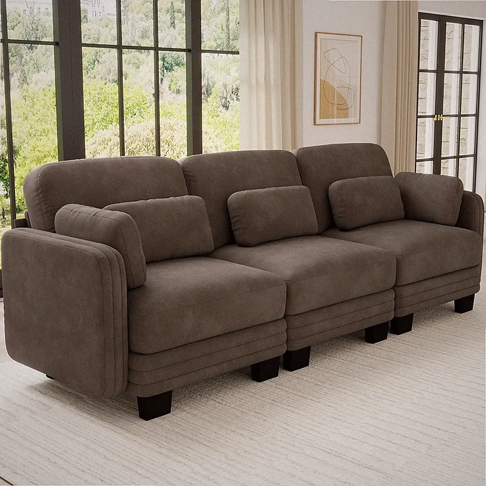 Channel Tufted Design Modern Minimalist Modular Sectional 3 Seater Sofa,3