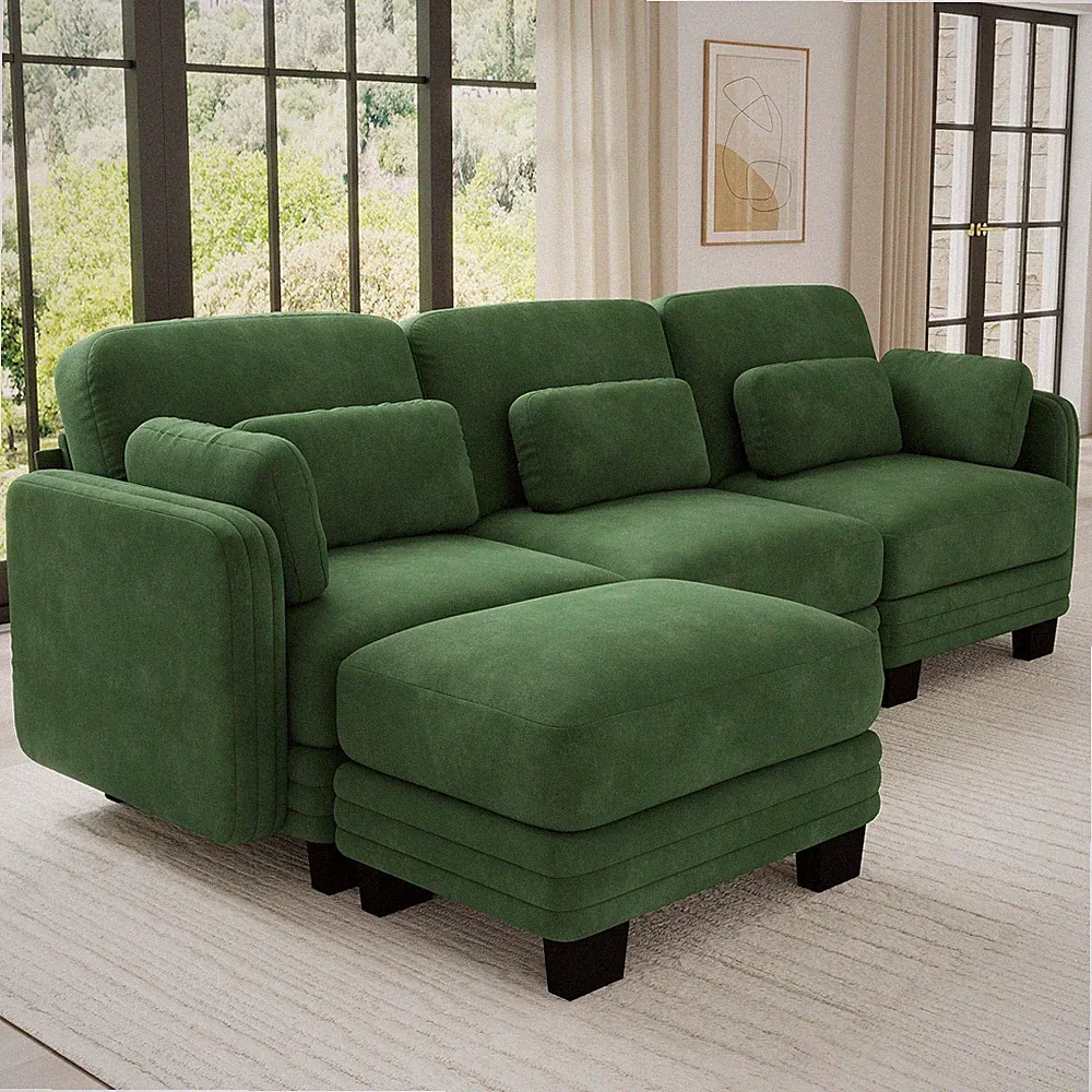 Channel Tufted Design Modern Minimalist Modular Sectional 3 Seater Sofa,3-S