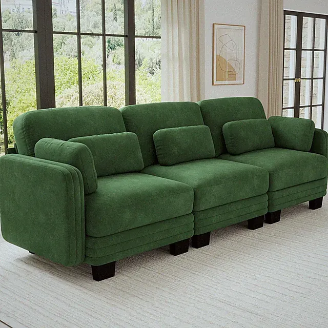 Channel Tufted Design Modern Minimalist Modular Sectional 3 Seater Sofa,3-Se