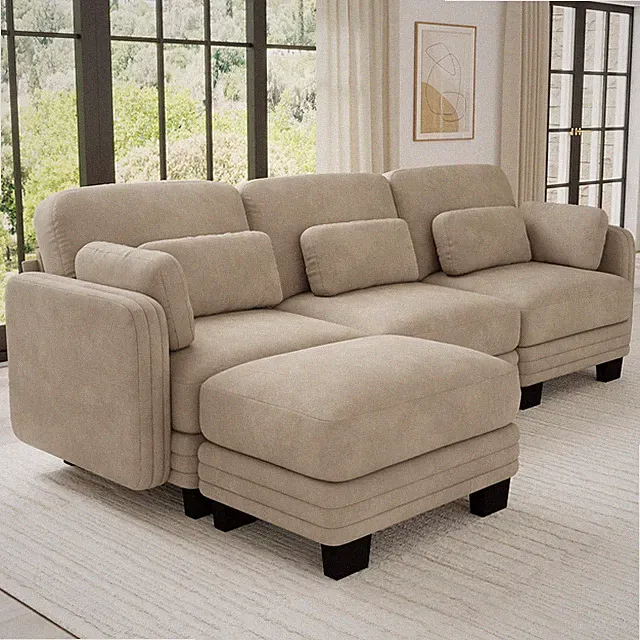 Channel Tufted Design Modern Minimalist Modular Sectional 3 Seater Sofa,3-Sea