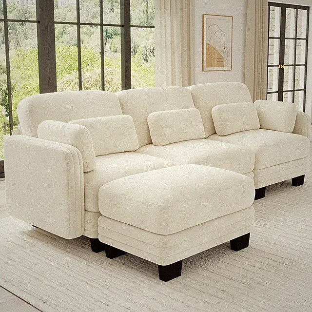 Channel Tufted Design Modern Minimalist Modular Sectional 3 Seater Sofa,3-Seate
