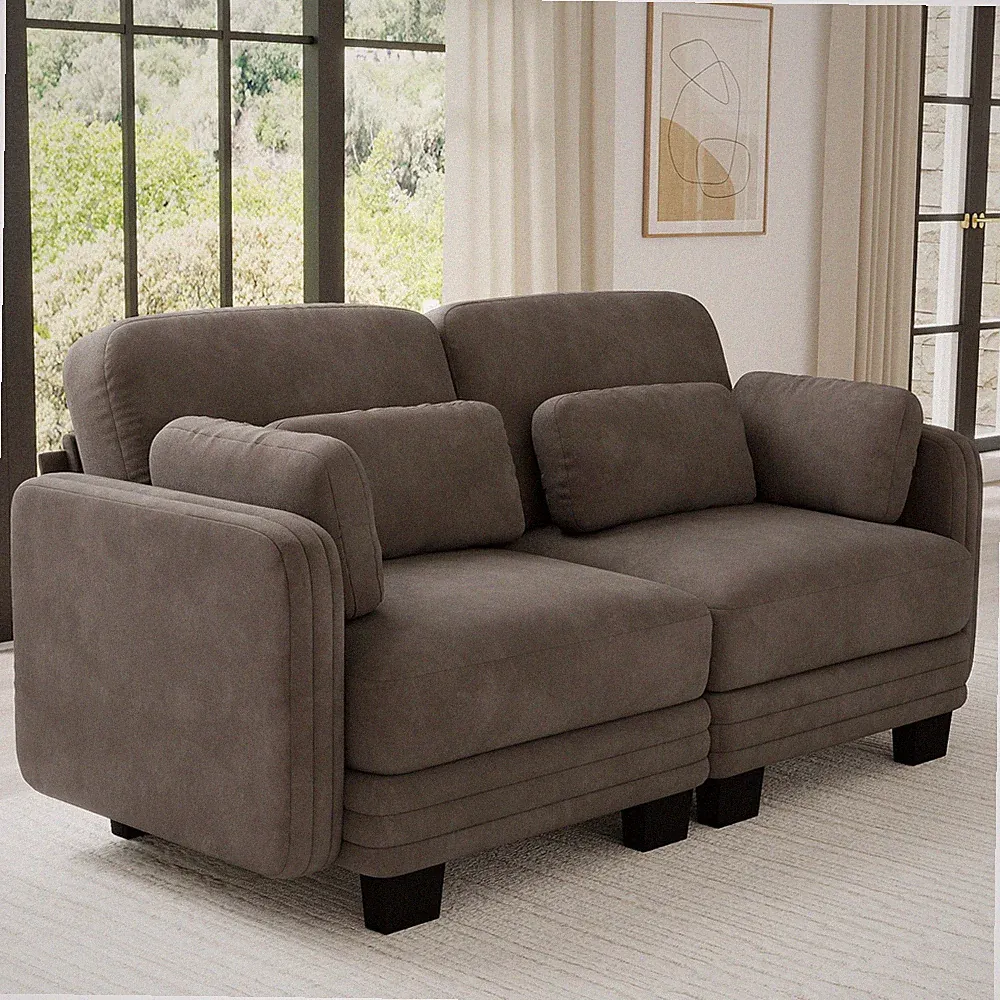 Channel Tufted Design Modern Minimalist Modular Sectional Loveseat Sofa,2