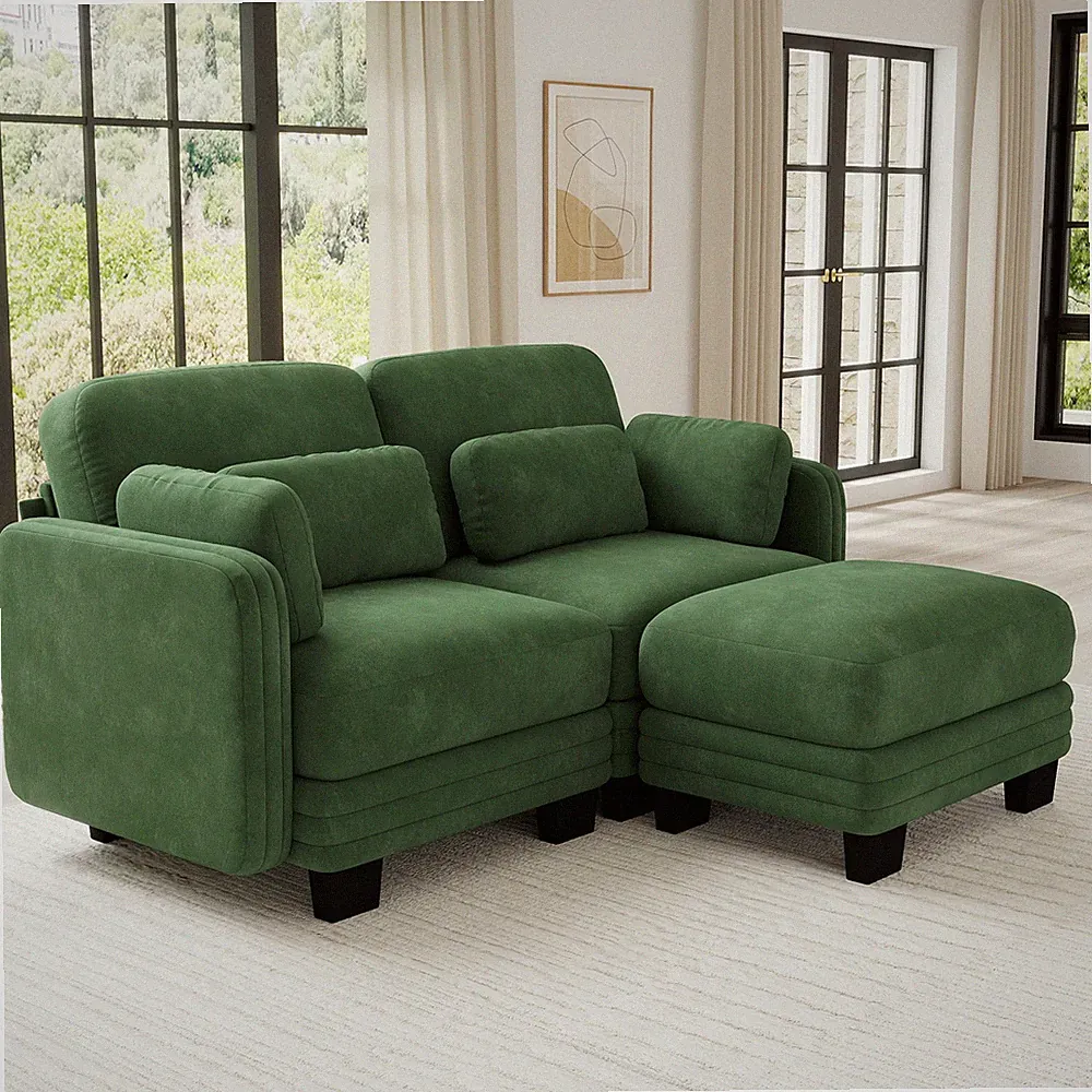 Channel Tufted Design Modern Minimalist Modular Sectional Loveseat Sofa,2-S