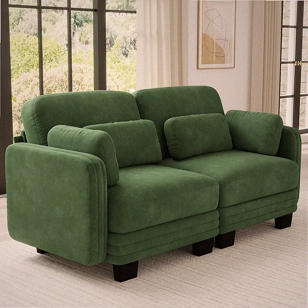 Channel Tufted Design Modern Minimalist Modular Sectional Loveseat Sofa,2-Se