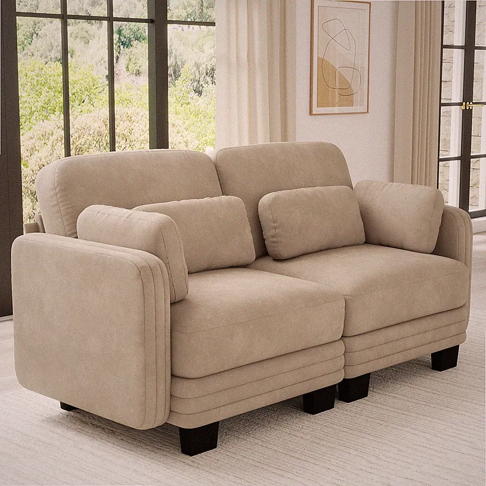 Channel Tufted Design Modern Minimalist Modular Sectional Loveseat Sofa,2-Seat