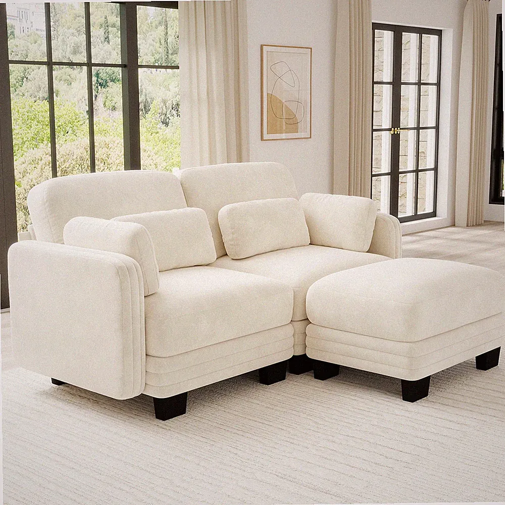 Channel Tufted Design Modern Minimalist Modular Sectional Loveseat Sofa,2-Seate