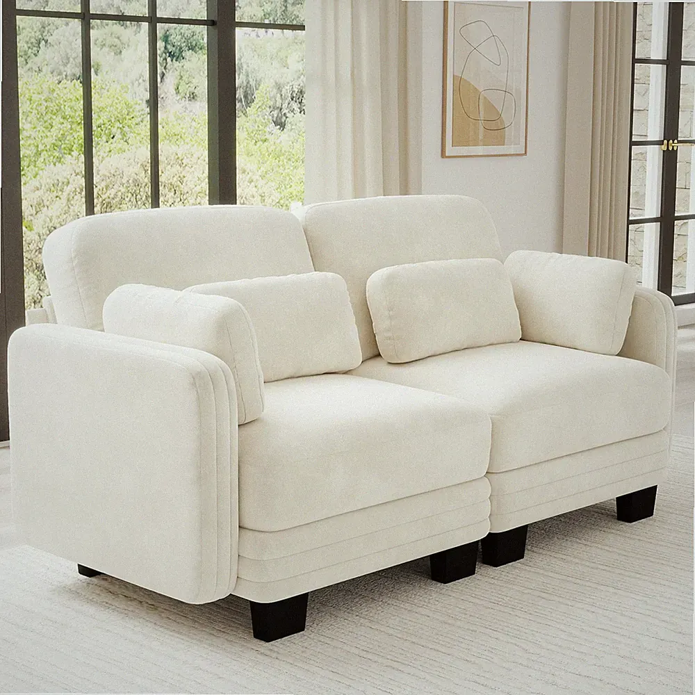 Channel Tufted Design Modern Minimalist Modular Sectional Loveseat Sofa,2-Seater