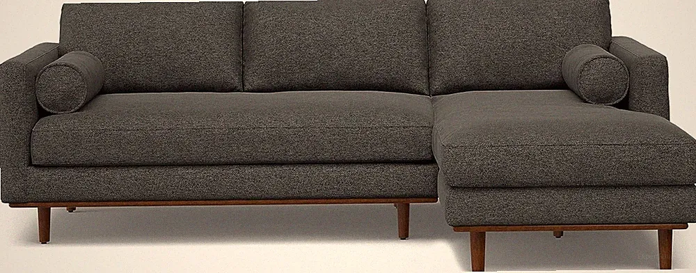 Charcoal Grey Morrison Right Sectional Sofa - Eco-Friendly, L-Shaped Design