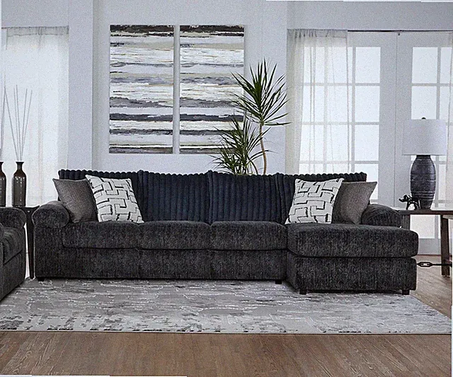 Charcoal Nason Wide Wale Corduroy Sectional Sofa with Chaise