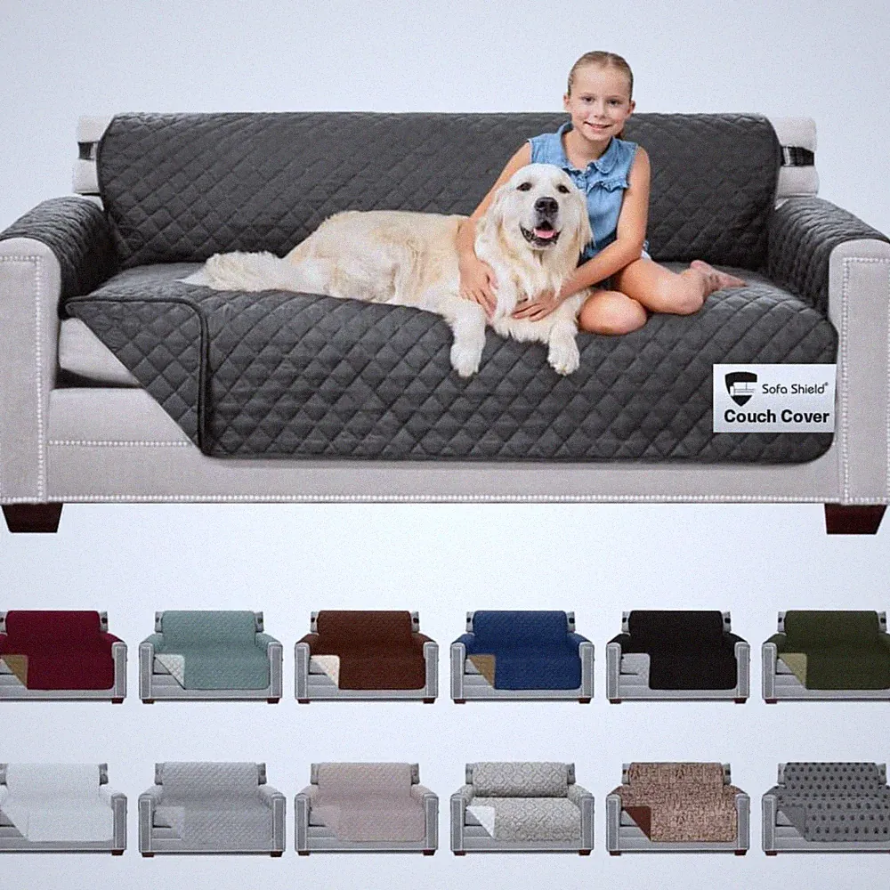 Charcoal Pet-Friendly Sofa Cover, Washable Slip Protector