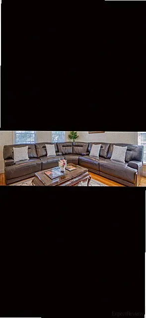 Chateau d’Ax Brown Leather Sectional Sofa w/ Chaise and 4 reclining seats