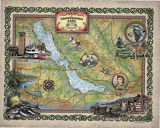 Chautauqua Lake Map Art Blanket For Bed Sofa Chair Couch Gift & Winter Travel