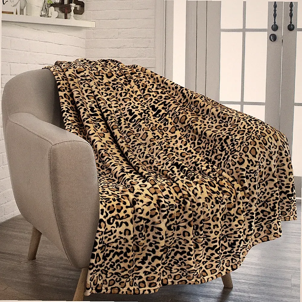 Cheetah Print Fleece Throw Blanket Leopard Animal Soft Microfiber for Sofa Couch