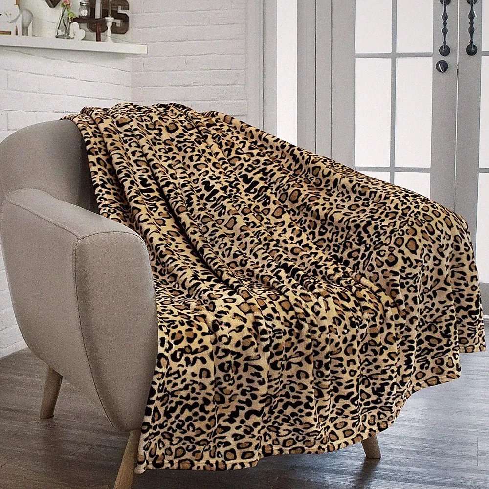 Cheetah Print Fleece Throw Blanket Leopard Animal Soft Microfiber for Sofa Couch
