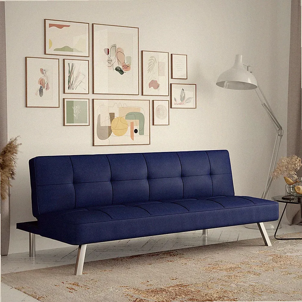 Chelsea Modern Full Futon, Blue Fabric
