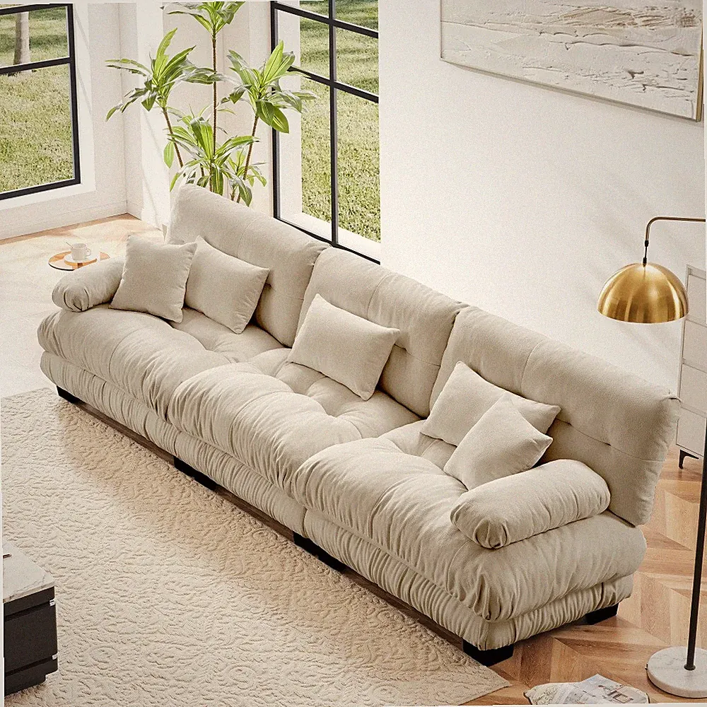 Chenille 3-Seater Sectional Sofa Modular Deep Seat Cloud Couch for Living Room