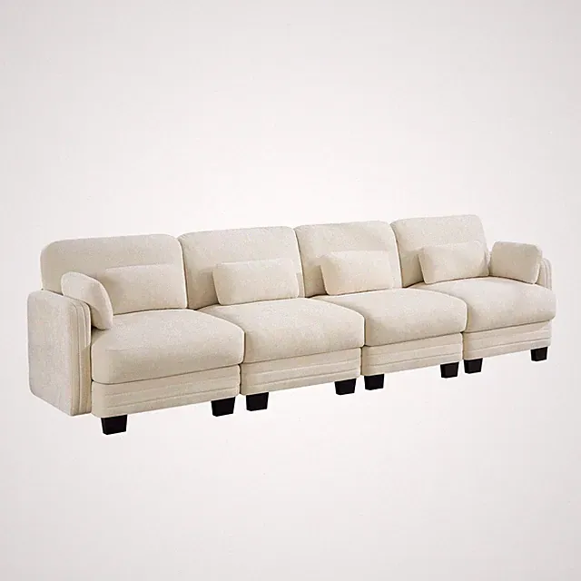 Chenille 4 Seat Modular Sofa Modern Sectional Couch Plush Cushion Living Room