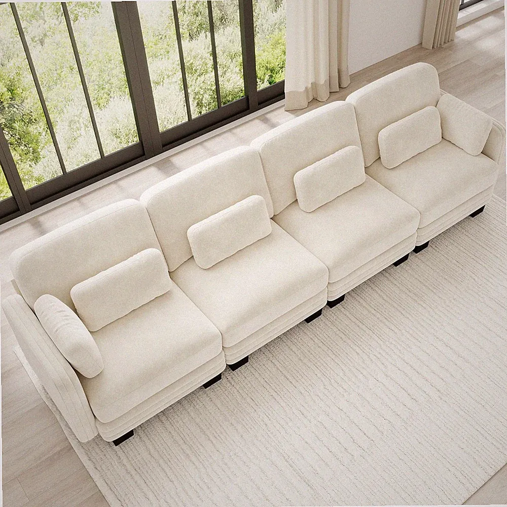 Chenille 4 Seat Modular Sofa Modern Sectional Couch Plush Cushion Living Room