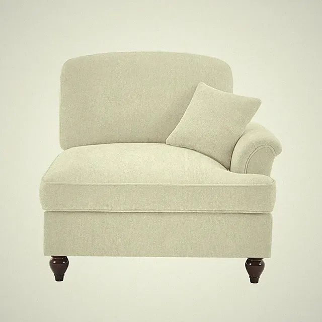 Chenille Convertible Sofa W/ Removable Skirt & Pillow, 1 Seater, Modern