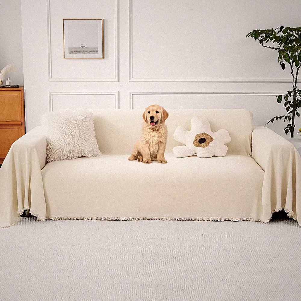 Chenille Couch Cover for Pets,Boho Sectional Sofa Cover for 3 Cushion Couch,...