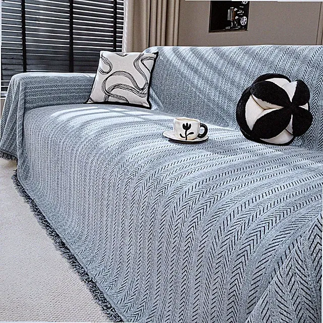 Chenille Couch Cover for Sofa Cover Washable Pet Scratch Couch Covers Tassel...