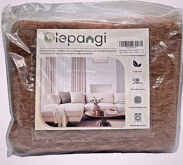 Chenille Couch Cover Sectional Slipcover 71"x118" Washable Pet Protector Brown