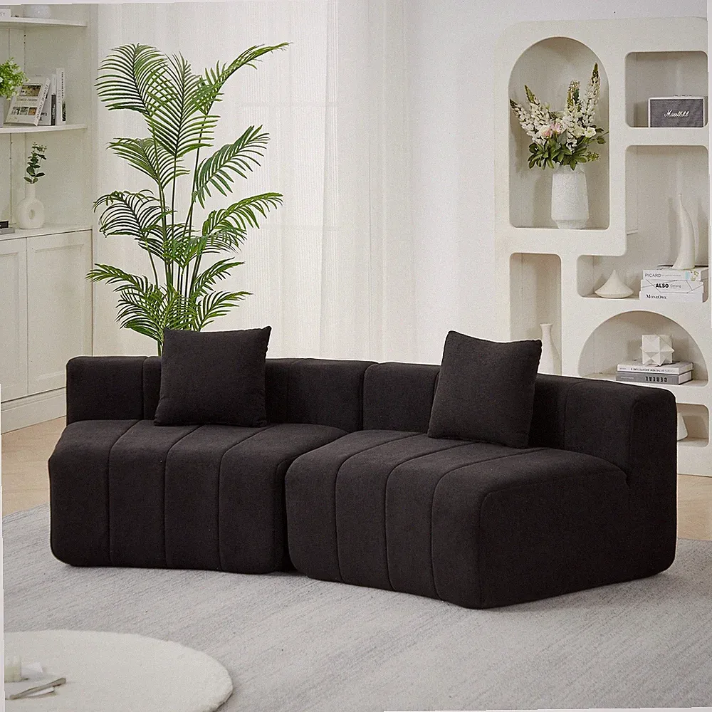 Chenille curved sectional sofa w/2 pillows,Curved Symmetrical Modular Semi Circ