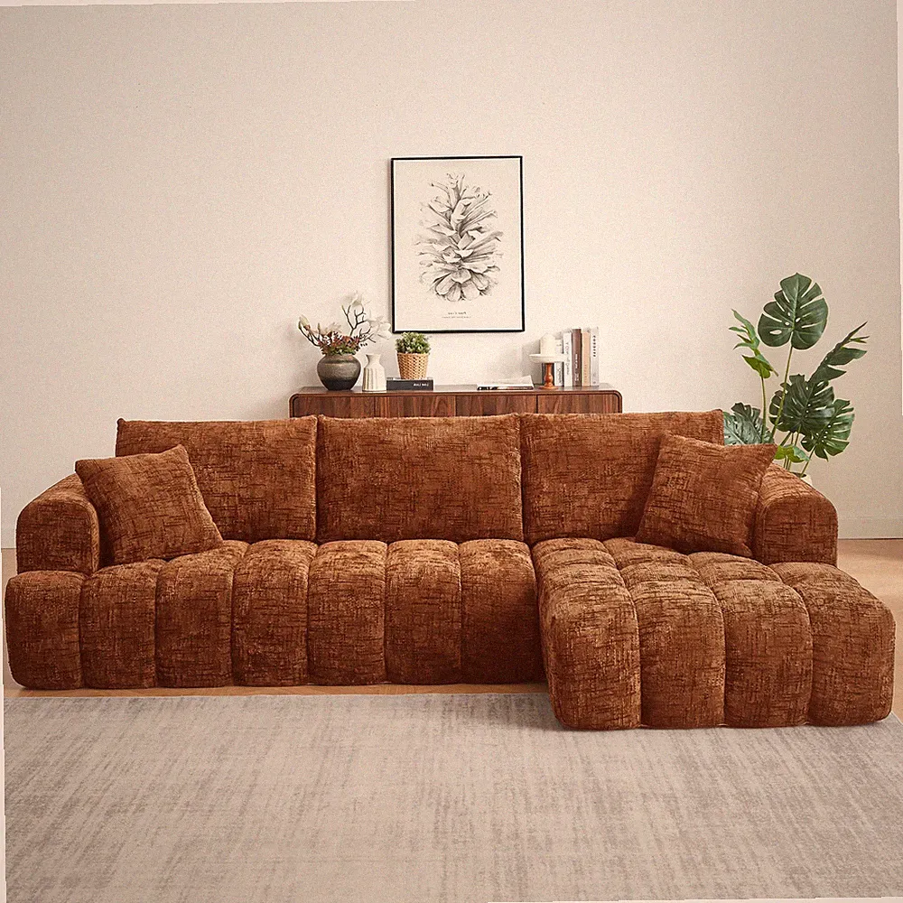 Chenille L-Shape Luxury Sectional Oversized Sofa,Mnimalist Design,Comfy Sleeper