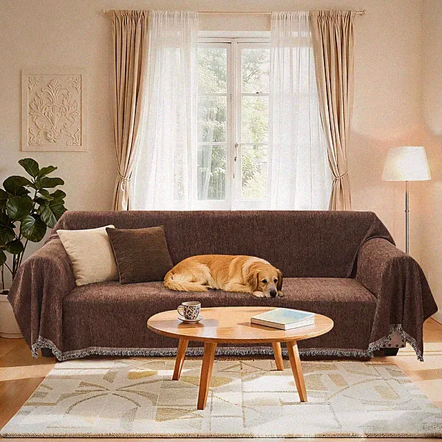 Chenille L-Shaped Sectional Sofa Cover - Universal Fit, Easy Install, Washable