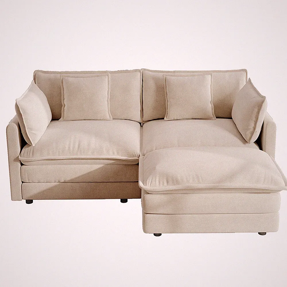 Chenille Loveseat Couch 2 Seater L-Shaped Sectional Sofa for Small Spaces Office