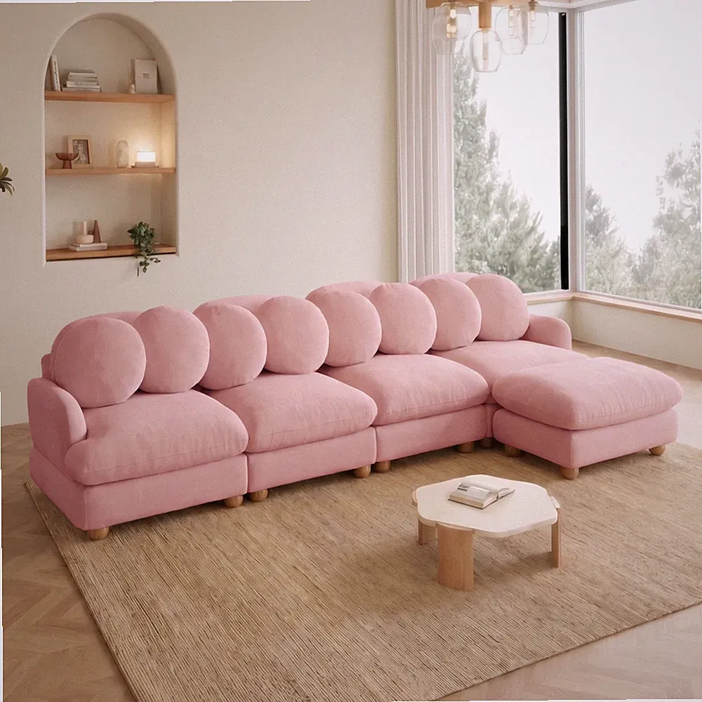 Chenille Modular Sectional Sofa High-Density Foam Cushions