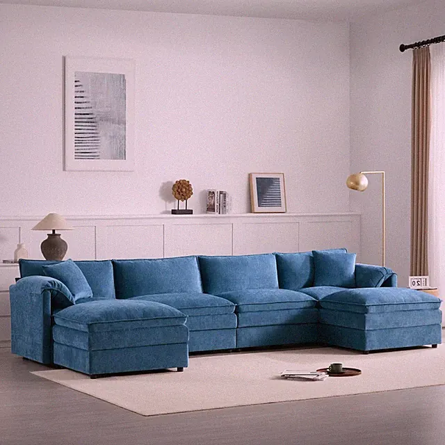 Chenille Modular Sectional Sofa with Deep and Wide Seat,U-Shaped Cloud Couch Set